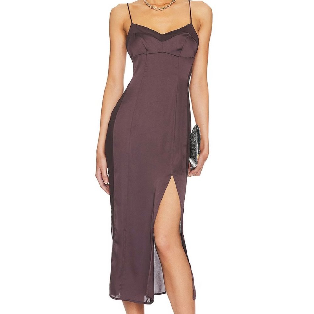 Free People City Cool Midi Slip Chocolate Merlot - Picture 1 of 6